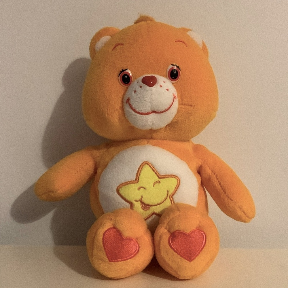 2003 laugh-a-lot carebear plush orange